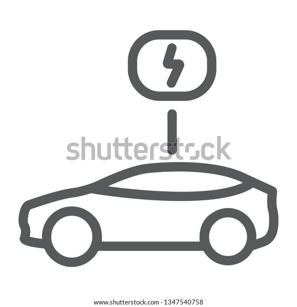 Eco car line icon, ecology and vehicle, transport\
sign, vector graphics, a linear pattern on a white background, eps\
10.
