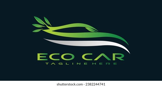 eco car logo design vector with creative concept premium vector