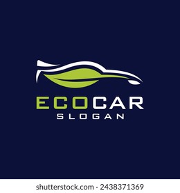 eco car logo, car with leaf concept