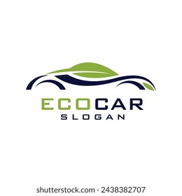 eco car logo, car logo with leaf concept