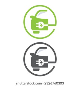 Plantilla de logotipo de vehículo ecológico. Icono de coche verde. Hoja verde y señalización del coche.