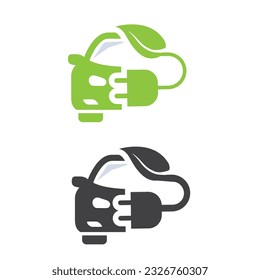 Eco car logo template. Green car icon. Green leaf and car sign.
