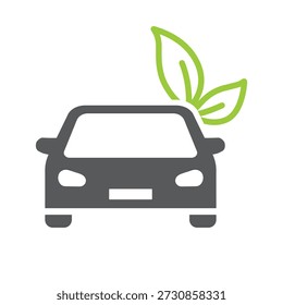 Coche ecológico, Plantilla del logotipo. Hoja verde y coche, signo. 