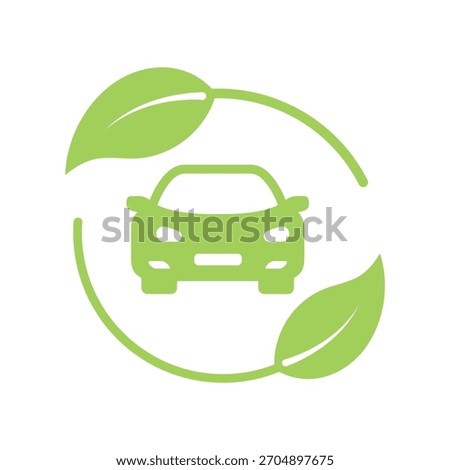 Eco car logo template. Green car icon. Green leaf and car sign. 