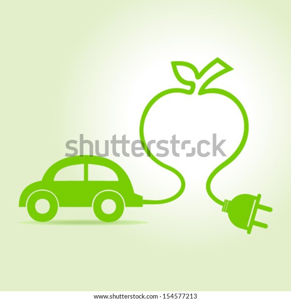 Eco car make a\
apple icon vector\
illustration