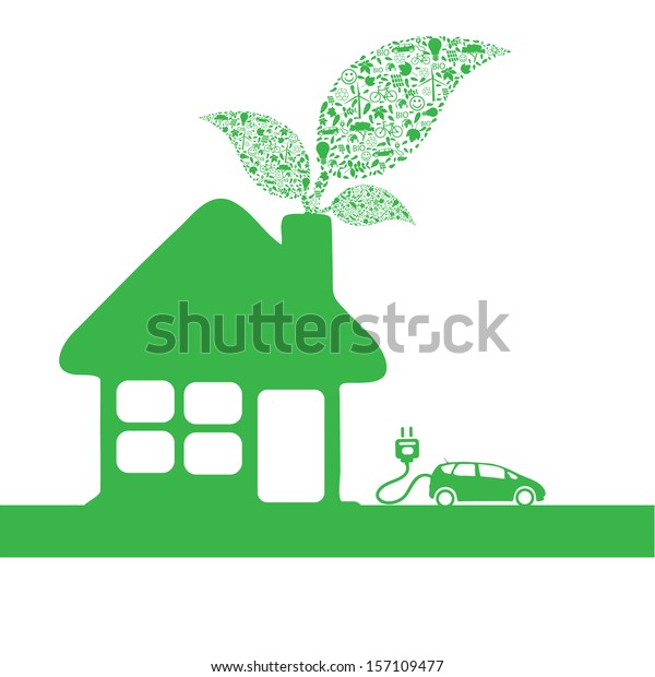 Eco car make a\
home icon vector\
illustration