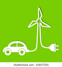 Eco car make a wind-mill icon vector illustration