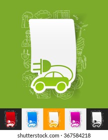 eco car paper sticker with hand drawn elements