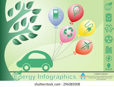 Eco Car. save world vector illustration.