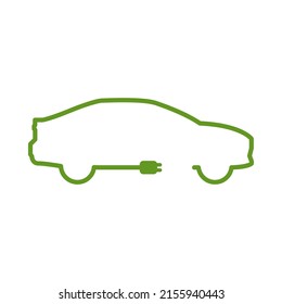 Eco car silhouette. Green electric car icon. Vector illustration.