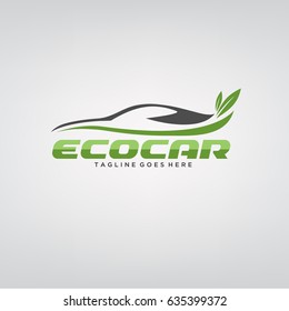 Eco Car Silhouette Logo Template in Elegant style. Vector Illustration eps.10