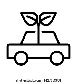 Eco car. Simple design. Line vector. Isolate on white background.