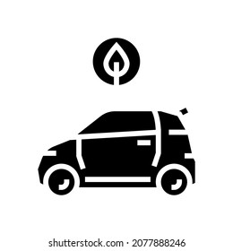 eco car transport glyph icon vector. eco car transport sign. isolated contour symbol black illustration