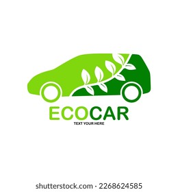 Eco car vector logo template. Suitable for business, web, art, nature and technology