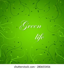 Eco card with thin stems on green background