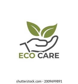 icono de ecología. símbolo ecológico, medioambiental y ecológico. mano y hoja humana. imagen vectorial aislada