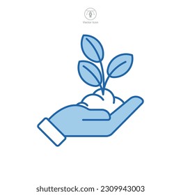 Eco Care. leaf and hand, care nature Icon symbol template for graphic and web design collection logo vector illustration