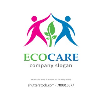 Eco Care Logo Template Design Vector, Emblem, Design Concept, Creative Symbol, Icon