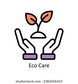 Ilustración de diseño de contorno relleno del vector Eco Care. Símbolo del archivo EPS 10 de fondo blanco 