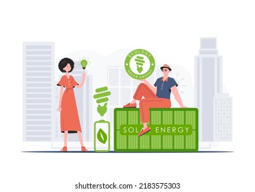 ECO are caring people. ECO friendly concept. Vector trend illustration.