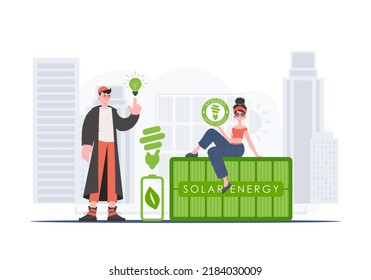ECO are caring people. ECO friendly concept. Fashionable, trendy style. Vector.