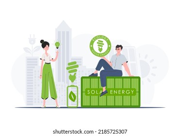 ECO are caring people. ECO friendly concept. trendy style. Vector illustration.