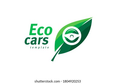 Eco cars logo green leaf silhouette