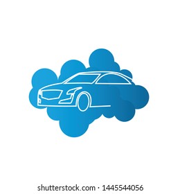 Eco Carwash or green carwashing logo isolated on white background. Vector emblem for car cleaning services.