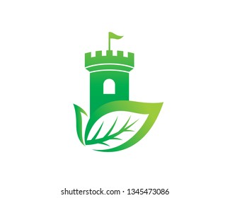 Eco Castle Logo Template, Icon, Symbol - Vector