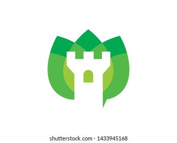 Eco Castle Logo Template, Icon, Symbol