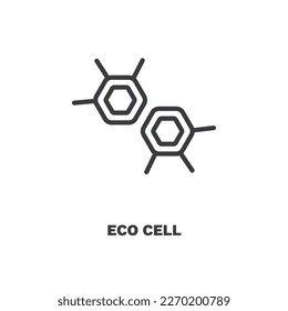 eco cell icon. Thin line eco cell, eco icon from ecology collection. Outline vector isolated on white background. Editable eco cell symbol can be used web and mobile