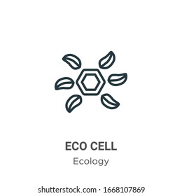 Eco cell outline vector icon. Thin line black eco cell icon, flat vector simple element illustration from editable ecology concept isolated stroke on white background