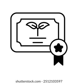 Icono de certificado ecológico con fondo blanco Vector Ilustración de stock