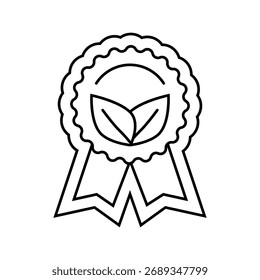 ícone de linha certificado ecovetor. sinal certificado ecologicamente correto. símbolo de contorno isolado ilustração preta