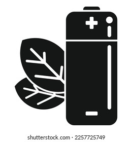Vector plano del icono de la batería de carga ecológica. Poder natural. Fuente eléctrica