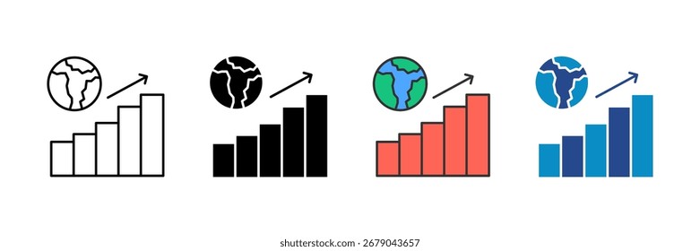 Conjunto de iconos de gráfico ecológico Colección de estilo múltiple