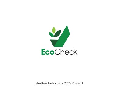 Logotipo de cheque ecológico Diseño ecológico de la hoja de la marca de verificación verde