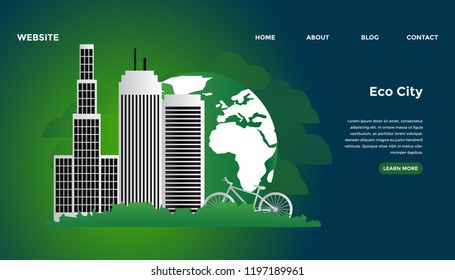 Eco city concept. Ready to use vector illustration. Suitable for background, wallpaper, landing page, web, banner, card and other creative work.