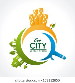 eco city design over white  background vector illustration