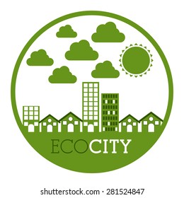 Eco City design over white background, vector illustration