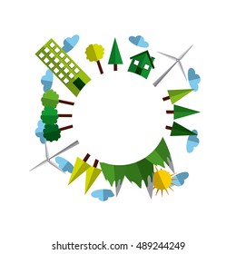 eco city green icon vector illustration design