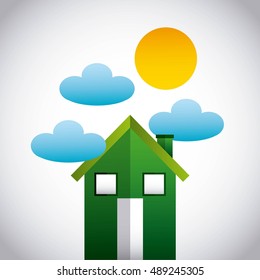 eco city green icon vector illustration design