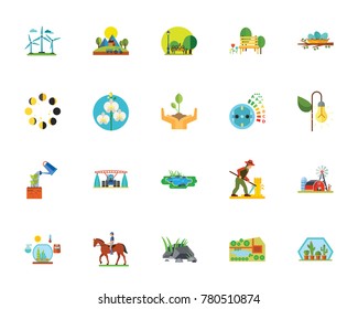 Eco city icon set
