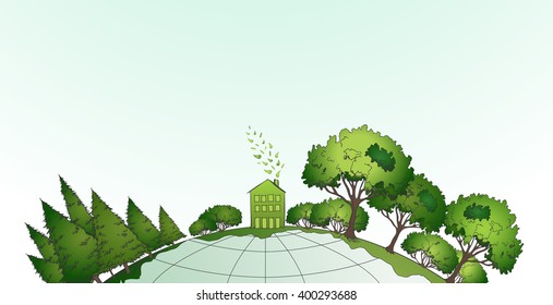Eco city illustration, vector