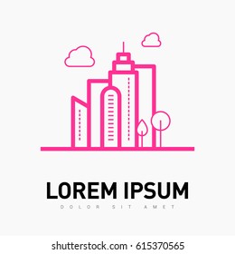 eco city info-graphic line vector icon