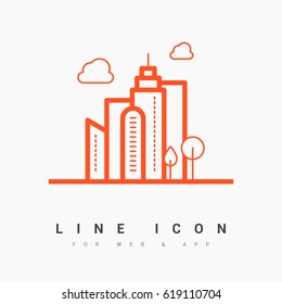 eco city info-graphic line vector icon