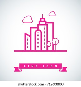 eco city info-graphic line vector icon