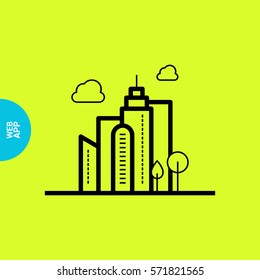 Eco City Isolated Minimal Icon. Eco Info Graphic Line Vector Icon For Websites And Mobile Minimalistic Flat Design. 