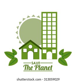 Eco city over white background design, vector illustration eps 10