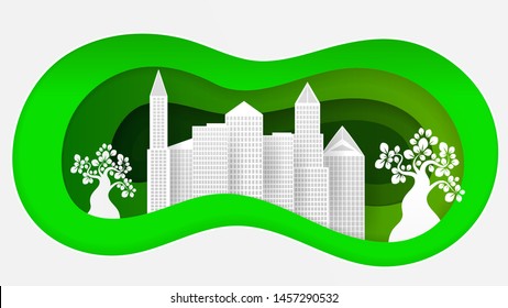 Eco City Style Paper Vector Illustration For Your Needs